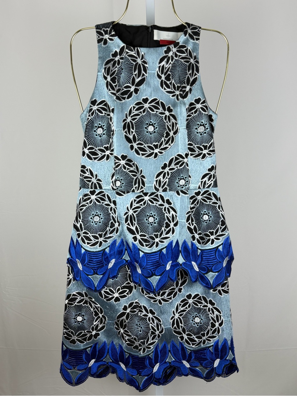Thakoon Addition 2 Piece Skirt Set 6 Blue Floral Embroidered Crop Top